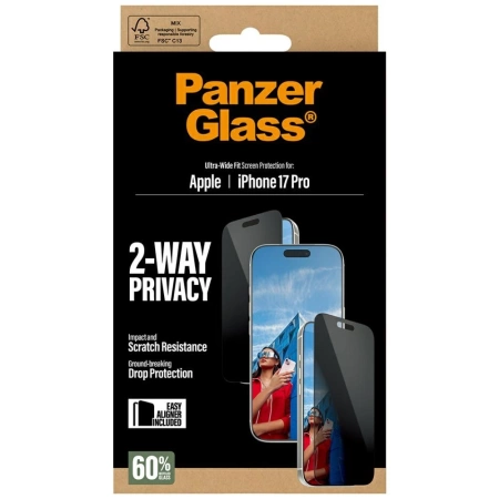 PanzerGlass Ultra-Wide Fit EasyAligner Privacy Glass für iPhone 17 Pro