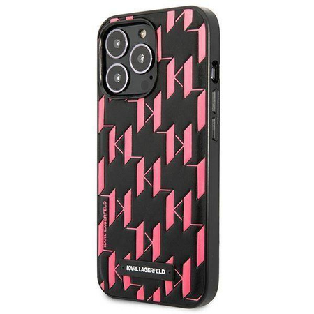 Original Handyhülle IPHONE 13 PRO Karl Lagerfeld Hardcase Monogram Plaque (KLHCP13LMNMP1P) rosa