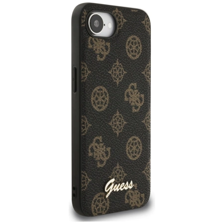 Etui Guess Peony Script Logo MagSafe na  iPhone 16e czarne
