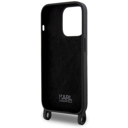 Karl Lagerfeld KLHCP15XSCBSKNK iPhone 15 Pro Max 6,7&quot; Hardcase schwarz/schwarz Crossbody Silikon Ikonik
