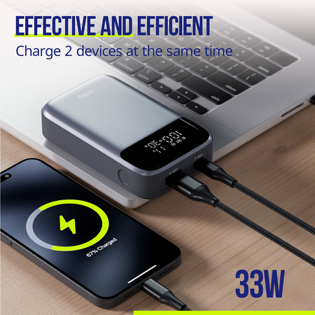 Allity power bank APB-200 PD QC 33W 10000 mAh szary