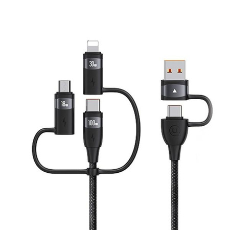 USAMS Kabel U85 2xUSB-C/USB/Micro-USB/ Lightning 6w1 1,2m 100W PD Fast Charge czarny/black SJ645USB01 (US-SJ645)