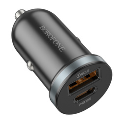 Borofone Ładowarka samochodowa BZ22 Scenery - USB + Typ C - QC 3.0 PD 30W czarna