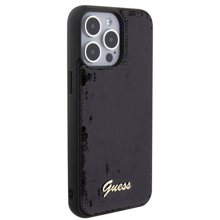 Etui Guess Sequin Script Metal na iPhone 15 Pro Max - czarne