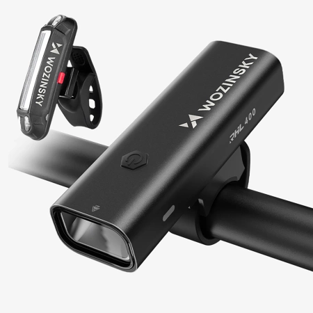 Wozinsky WSBLB2 USB-C Fahrradlicht-Set vorne (400 lm) und hinten, Schwarz