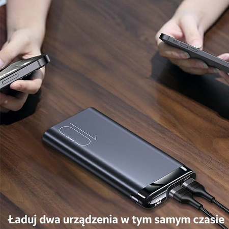 USAMS Powerbank PB55 10000mAh 2xUSBwyświetlacz LED szary/grey 10KCD14801 (US-CD148) aluminium