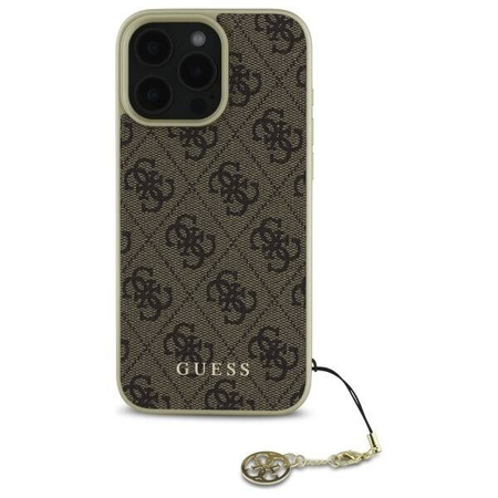Original Handyhülle IPHONE 16 PRO Guess Hardcase 4G Charms Collection (GUHCP16LGF4GBR) braun