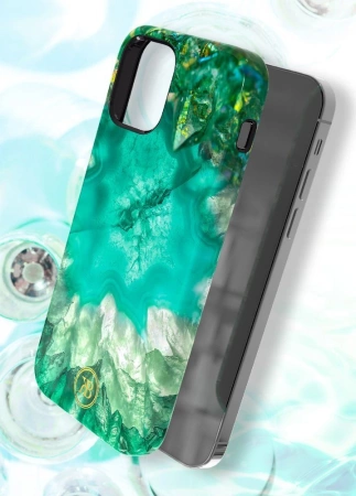 Kingxbar Agate Series eleganckie etui pokrowiec z nadrukiem agat iPhone 12 mini czerwony