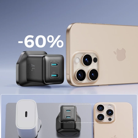 Joyroom JR-TCG17 45W 2 x USB-C Wandladegerät (UK-Stecker) - schwarz