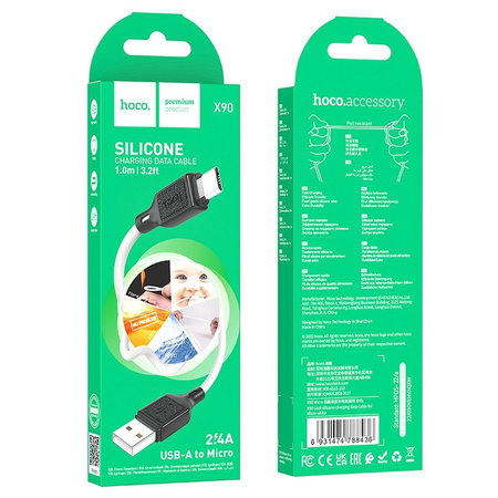 HOCO kabel USB A do Micro USB 2,4A X90 1 m biały
