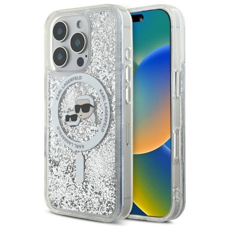 Karl Lagerfeld nakładka do iPhone 16 Pro Max 6,9" KLHMP16XLGKCSGH przezroczysta Hardcase Liquid Glitter Karl&Choupette Head MagSafe