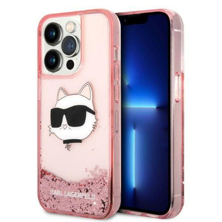 Karl Lagerfeld Liquid Glitter NFT Choupette Head - Etui iPhone 14 Pro (różowy)
