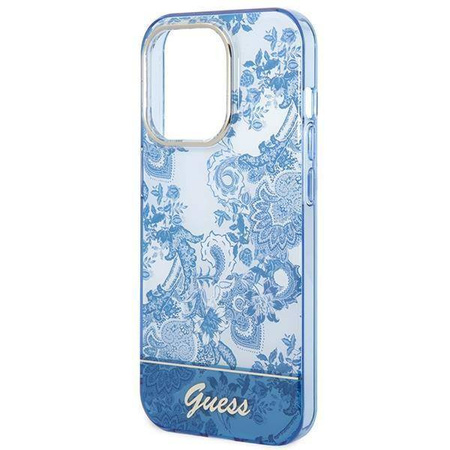 Guess Porcelain Collection - Etui iPhone 14 Pro (niebieski)