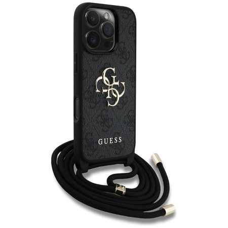 Original Case IPHONE 16 PRO MAX Guess 4G Big Logo Cord Stap Crossbody black