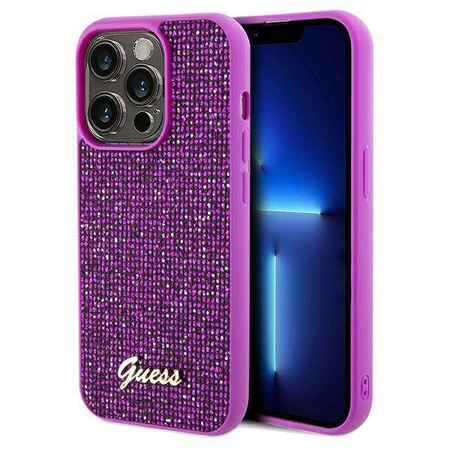 Oryginalne Etui GUESS Hardcase GUHCP14LPMSDGSF do iPhone 14 Pro (Disco Script Metal / fuksja)