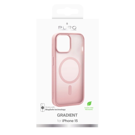 Puro Gradient MagSafe Silicone Case for iPhone 15 - Pink