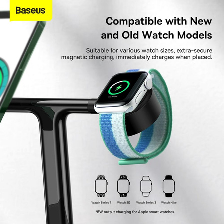 Baseus Swan stand 3in1 magnetic charger with USB Type C cable 1m black (WXTE000101)