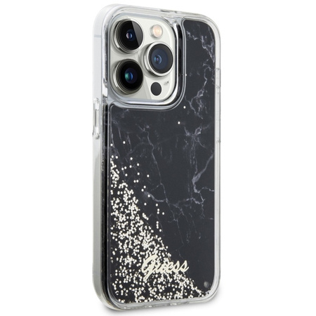 Guess GUHCP14LLCSGSGK iPhone 14 Pro 6,1" schwarz/schwarzes Hardcase Liquid Glitter Marble