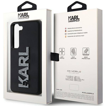 Oryginalne Etui KARL LAGERFELD hardcase 3D Rubber Glitter Logo KLHCS24S3DMBKCK do Samsung Galaxy S24 czarny