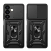 Hybrid Armor Camshield armored case for Samsung Galaxy S24 with camera cover - black