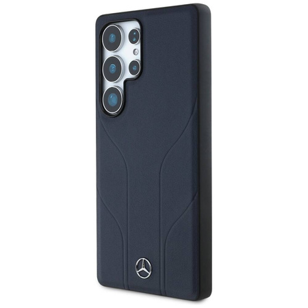 Schutzhülle SAMSUNG GALAXY S25 ULTRA Mercedes AMG Hardcase Leather Debossed Lines MagSafe navy blau