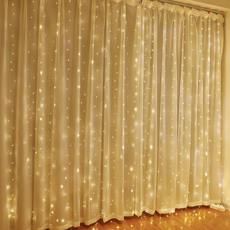 Kurtyna Ledowa (100 lampek LED) 3m x 1m bez zawieszki, WARM WHITE / CIEPŁY BIAŁY