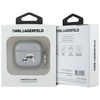 Oryginalne Etui APPLE AIRPODS 4 Karl Lagerfeld Cover Monogram Karl & Choupette Head srebrne