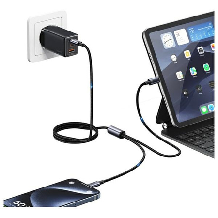 USAMS Kabel 2w1 2xUSB-C 72W 1,2m         Aluminum Alloy Data Cable Sufeng Series SJ740USB101 (US-SJ740)