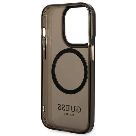 Guess Gold Outline Translucent MagSafe - Etui iPhone 14 Pro Max (czarny)