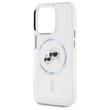 Etui Karl Lagerfeld IML Metal Karl&Choupette Head MagSafe na iPhone 15 Pro - białe