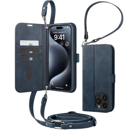 Etui Spigen Wallet S Pro na iPhone 15 Pro - granatowe