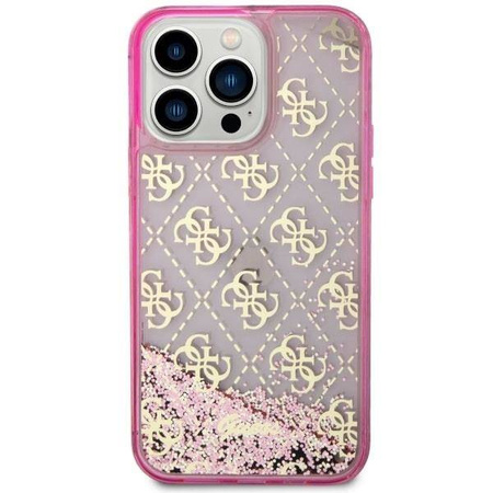 Guess GUHCP14XLC4PSGP iPhone 14 Pro Max 6.7" różowy/pink hardcase Liquid Glitter 4G Transculent