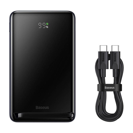 Baseus Magnetic Bracket Power Bank mit MagSafe Wireless Charging 10000mAh 20W Overseas Edition Blau (PPCX000203) + USB Type C Baseus Xiaobai Series 60W 0.5m