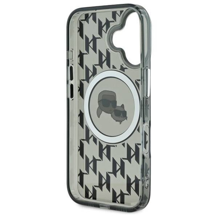 Karl Lagerfeld nakładka do iPhone 16 6,1&quot; KLHMP16SHMCKMHK czarna Hardcase IML Monogram Karl&Choupette Head MagSafe