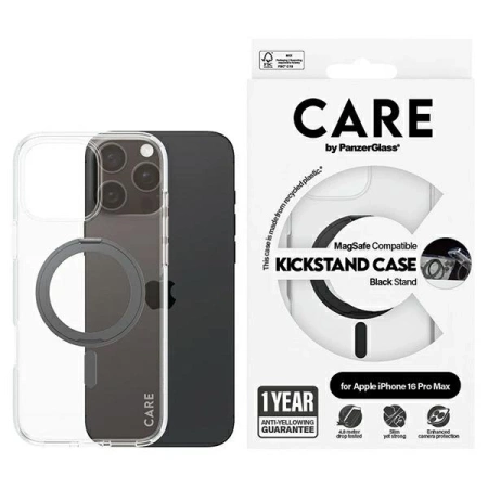 CARE by PanzerGlass Feature Kickstand Case iPhone 16 Pro Max 6,9" schwarz/schwarz MagSafe 1324
