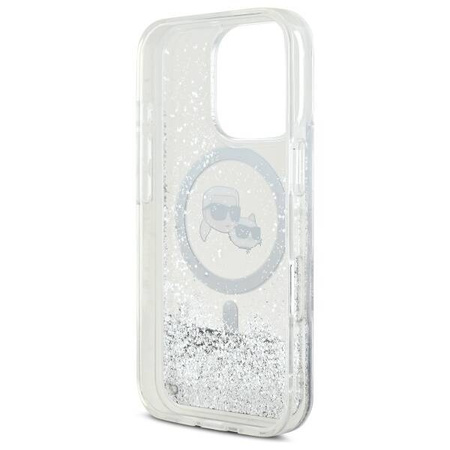 Karl Lagerfeld nakładka do iPhone 16 Pro Max 6,9" KLHMP16XLGKCSGH przezroczysta Hardcase Liquid Glitter Karl&Choupette Head MagSafe