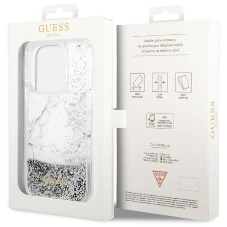 Guess GUHCP14LLCSGSGH iPhone 14 Pro 6,1" weiß/weißes Hardcase Liquid Glitter Marble