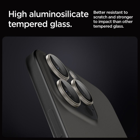 Osłona aparatu Spigen Optik.tR EZ Fit Camera Protector na iPhone 14 Pro / Pro Max / 15 Pro / Pro Max - tytan naturalny 2 szt.