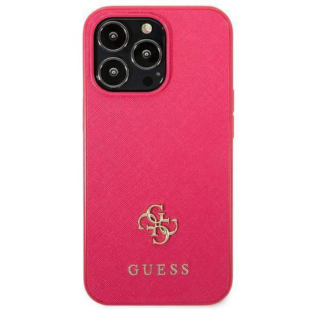 Oryginalne Etui IPHONE 13 PRO Guess Hardcase Saffiano 4G Small Metal Logo (GUHCP13LPS4MF) różowe