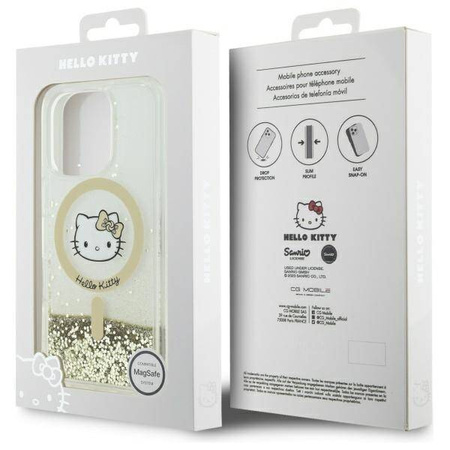 Original Case IPHONE 16 PRO Hello Kitty Hardcase Liquid Glitter Fever MagSafe (HKHMP16LLGDIH) gold & white