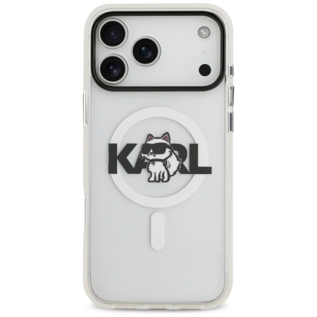 Karl Lagerfeld IML Choupette Sketch Logo MagSafe Case für iPhone 17 Pro Max – Transparent