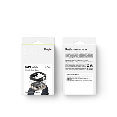 Etui APPLE WATCH ULTRA 49MM Ringke Slim 2-pack Clear & Matte Black