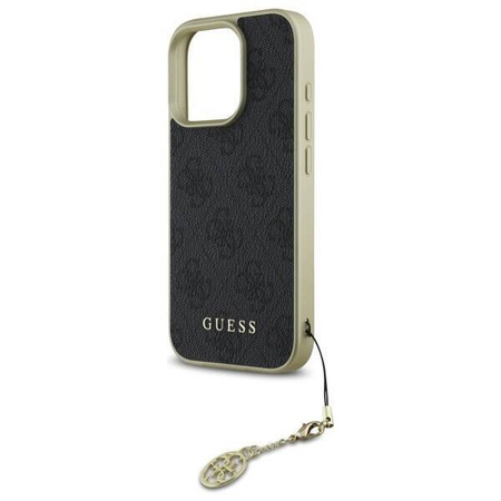 Original Handyhülle IPHONE 16 PRO MAX Guess Hardcase 4G Charms Collection (GUHCP16XGF4GGR) schwarz