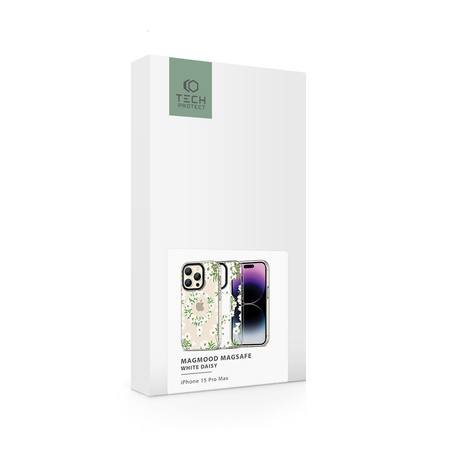 Case APPLE IPHONE 15 PRO MAX Tech-Protect MagMood MagSafe White Daisy transparent