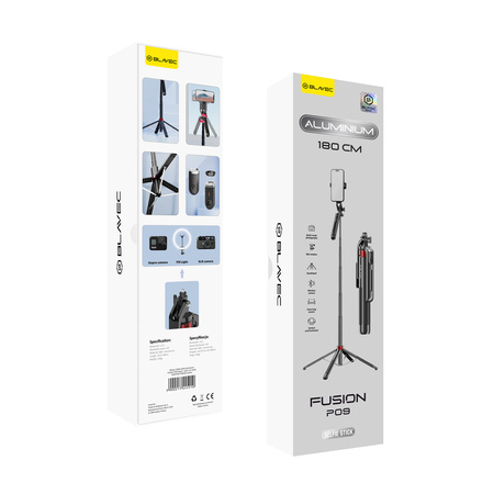 Blavec Selfie Stick Aluminium Fusion P09 tripod + pilot 1,8 metra (SSFP09-TRB18) czarny