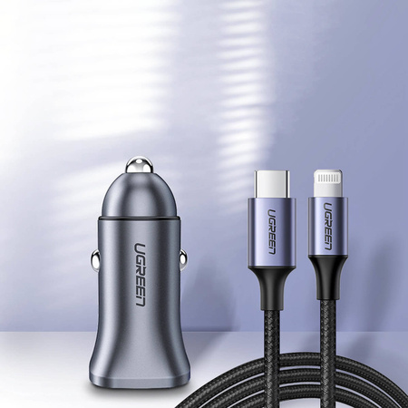 Ugreen Auto-Schnellladegerät USB-A / USB-C 30W PD PPS grau (CD130)