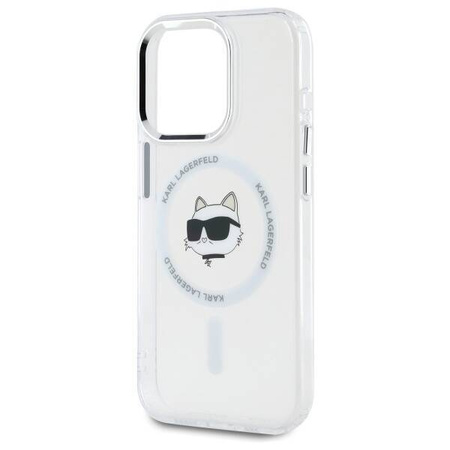 Etui Karl Lagerfeld IML Metal Choupette Head MagSafe na iPhone 15 Pro - białe
