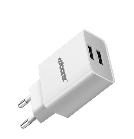 MOONX MC02 network charger, 2xUSB, 12W, 2.4A + micro USB cable white