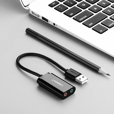 Ugreen zewnętrzna karta dźwiękowa muzyczna adapter USB - 3,5 mm mini jack 15 cm biały (US205 30143)