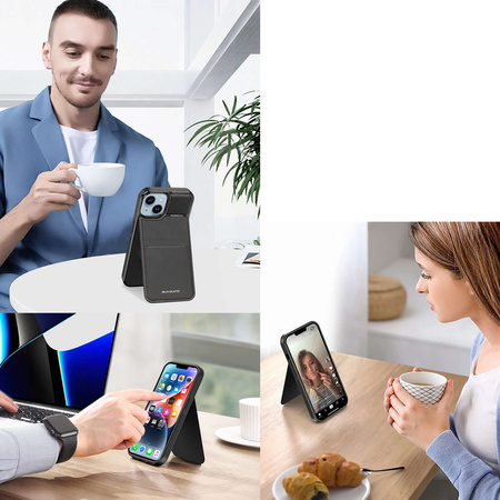 3-in-1-Hülle für iPhone 14 Plus mit MagSafe Wallet RFID-blockierender Ständer Dux Ducis Rafi Mag – Schwarz
